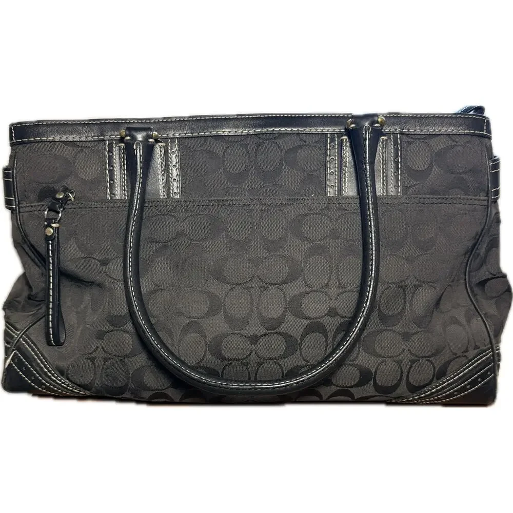 Vintage Coach Hamptons Black Signature Carryall Tote Bag Creed 10537 2007